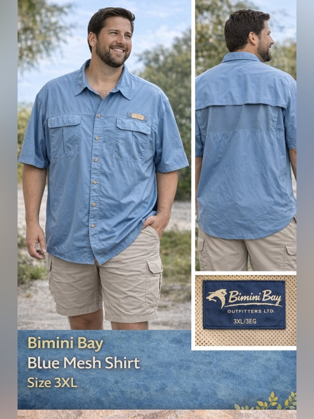 Bimini Bay Blue Mesh Shirt 3XL